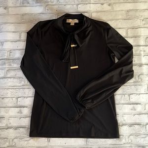 Michael Kors Tie Neck Black Blouse